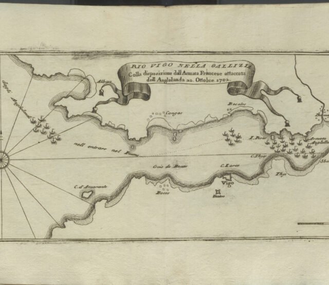 Gravados de Vigo de Vicenzo Coronelli (1650-1718), destacado xeógrafo, cartógrafo e editor. Inicios do século XVIII. The National Library of Finland