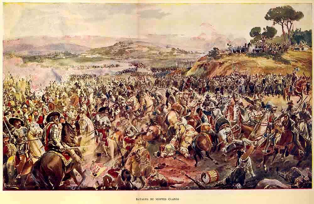 Batalla de Montes Claros en Villaviciosa (Évora) o 17 de xuño de 1665. Esta vitoria portuguesa significou o impulso definitivo na independencia de Portugal
